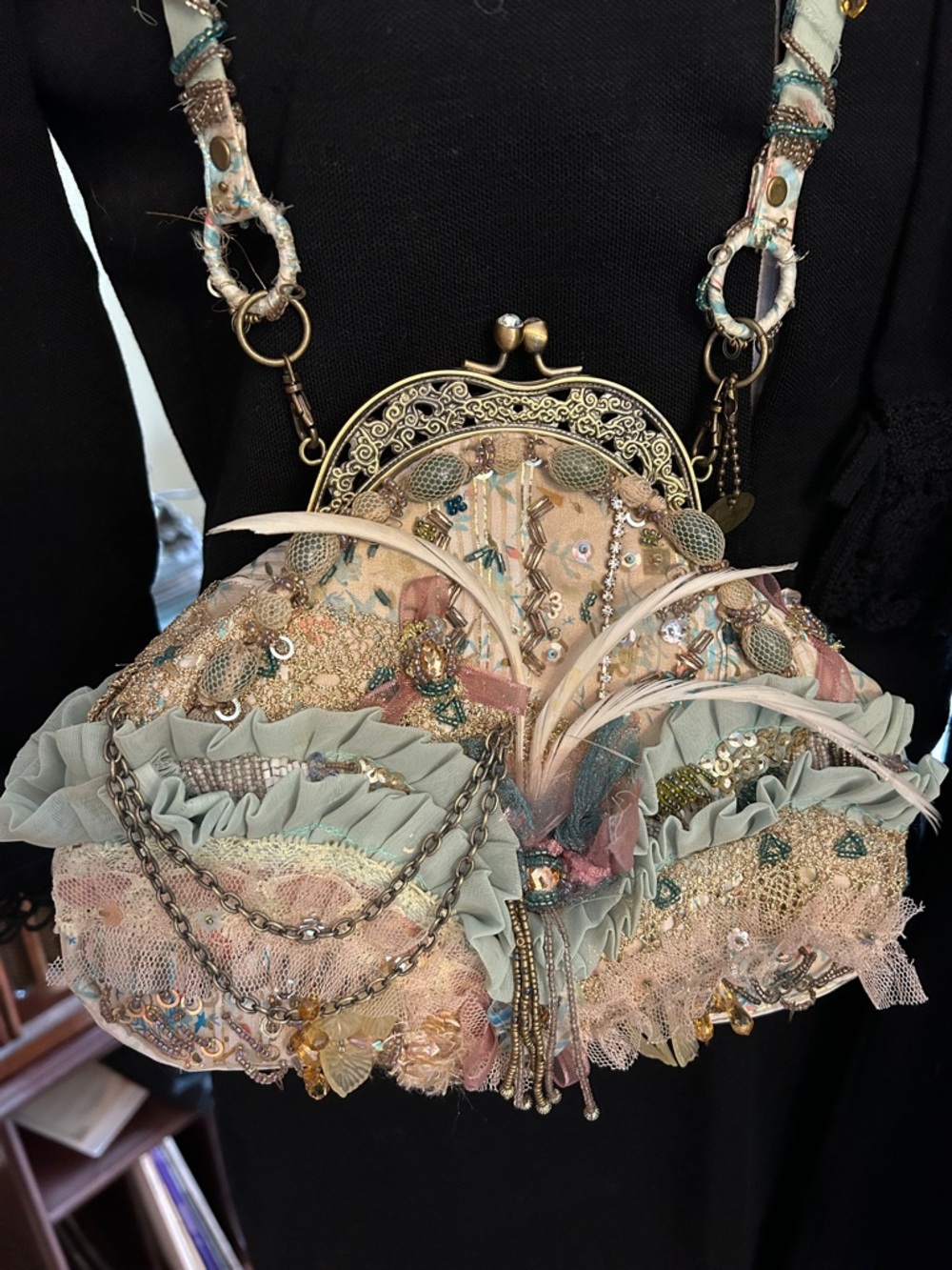 Mary Frances Beaded Embellished Romantic Pastel Crossbody Bag Bridgerton